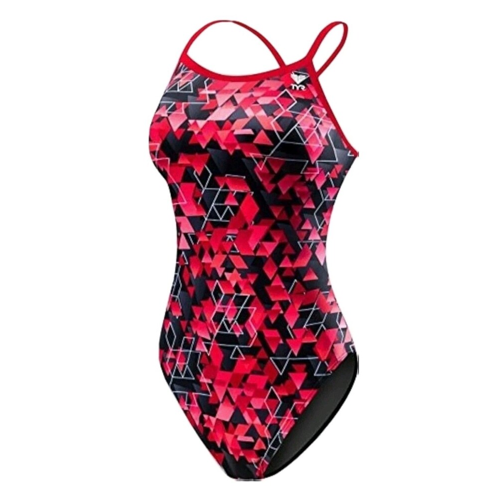 TYR Girls' Labyrinth Diamondfit Swimsuit DLAB1A Red Size 22 (Girls 6/6X)